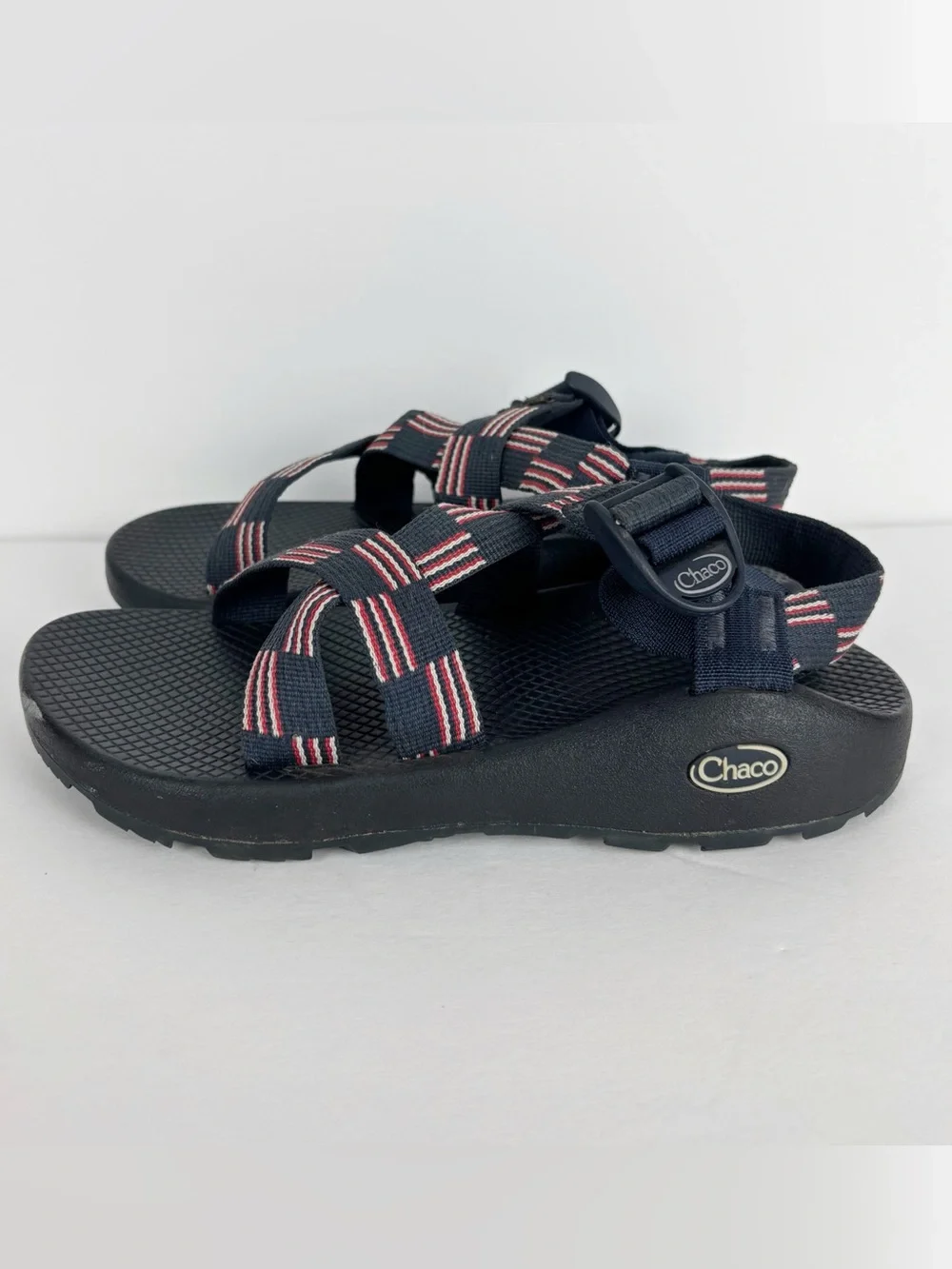 Chaco Z/1 Classic Sandals Men’s 7 Blue Red White Flag Athletic Outdoor Hiking - Picture 2 of 7